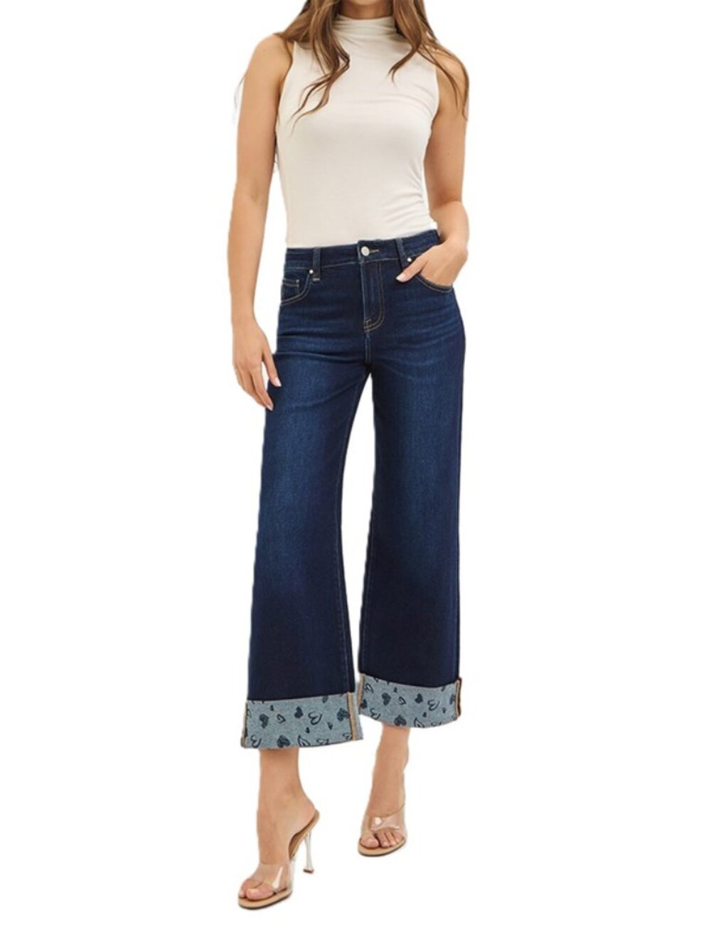 Risen Jeans Crop Wide with Printed Cuff Jeans - Picture 5 of 5
